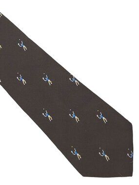 Brown Embroidered Tennis Player Repp Polyester Tie Necktie 3.5 x 55 St Honore